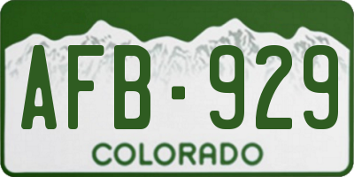 CO license plate AFB929