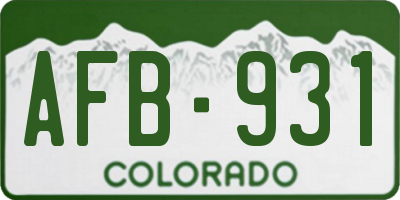 CO license plate AFB931