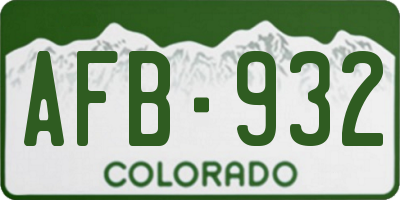 CO license plate AFB932