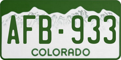 CO license plate AFB933
