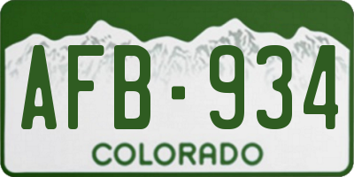 CO license plate AFB934