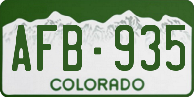 CO license plate AFB935