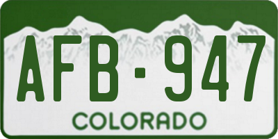 CO license plate AFB947