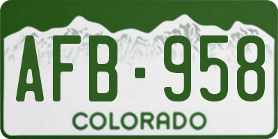 CO license plate AFB958