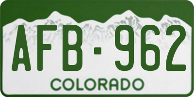 CO license plate AFB962