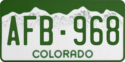 CO license plate AFB968