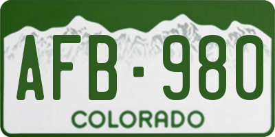 CO license plate AFB980