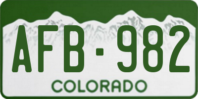 CO license plate AFB982