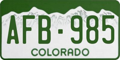 CO license plate AFB985
