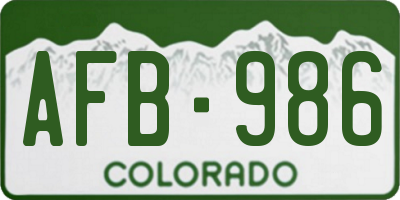 CO license plate AFB986
