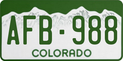 CO license plate AFB988