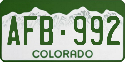 CO license plate AFB992