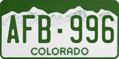 CO license plate AFB996