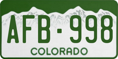 CO license plate AFB998