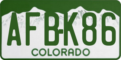 CO license plate AFBK86