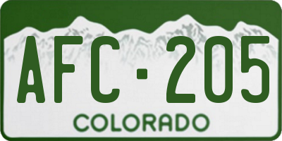 CO license plate AFC205