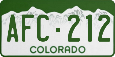 CO license plate AFC212