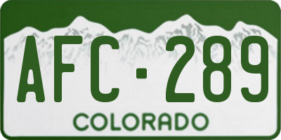 CO license plate AFC289