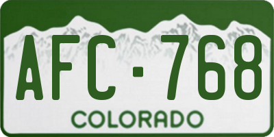 CO license plate AFC768