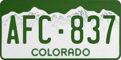 CO license plate AFC837
