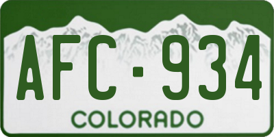 CO license plate AFC934