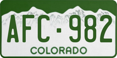 CO license plate AFC982