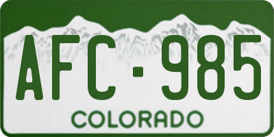 CO license plate AFC985