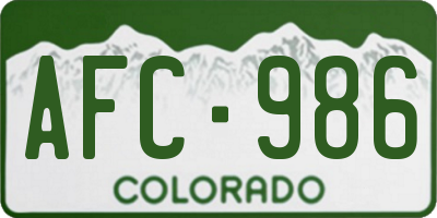 CO license plate AFC986