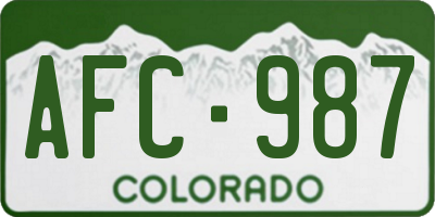 CO license plate AFC987