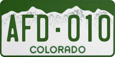 CO license plate AFD010