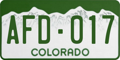 CO license plate AFD017