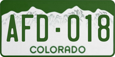 CO license plate AFD018