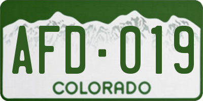 CO license plate AFD019