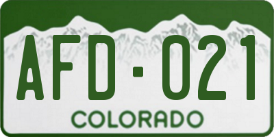 CO license plate AFD021