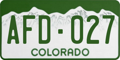 CO license plate AFD027