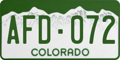 CO license plate AFD072