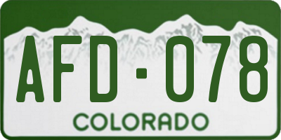 CO license plate AFD078