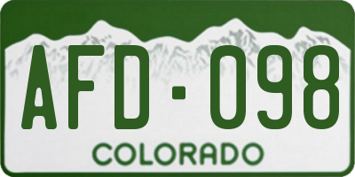 CO license plate AFD098