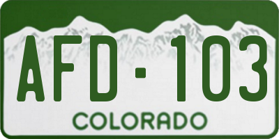 CO license plate AFD103