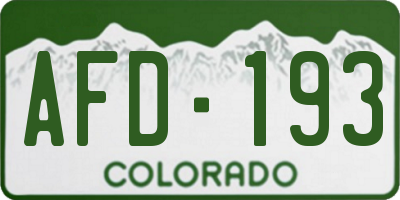 CO license plate AFD193
