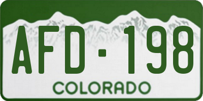 CO license plate AFD198