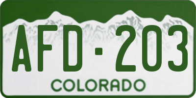 CO license plate AFD203