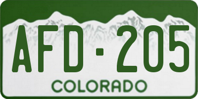 CO license plate AFD205