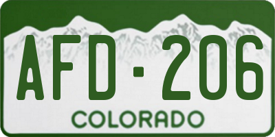 CO license plate AFD206