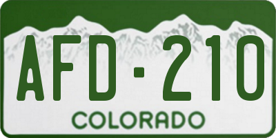 CO license plate AFD210