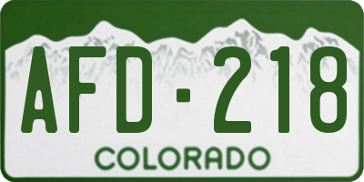 CO license plate AFD218