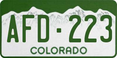 CO license plate AFD223