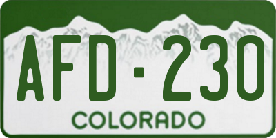 CO license plate AFD230