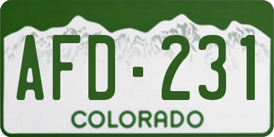 CO license plate AFD231