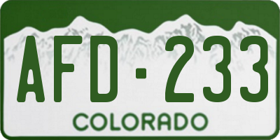 CO license plate AFD233